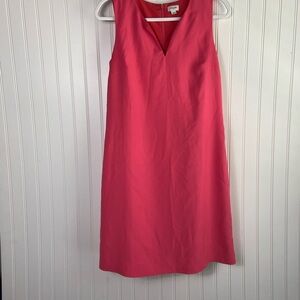 J. Crew Pink Sheath Midi Dress Sleeveless V-neck